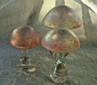 Heron Glass Set of Three Pink Mushrooms with Gift Box - Labels on Bases - UK 3