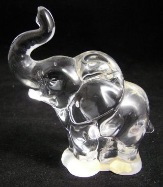 Fenton Art Glass Trunk Up Clear Crystal Elephant Figurine Exc.  W/label