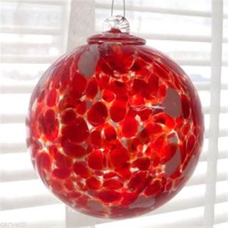 Hanging Glass Ball 4 " Clear Glass With Red & White Speckles (1) Hb32 - 1