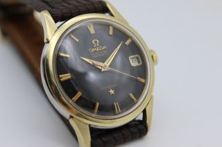 Mens Omega Constellation Pie Pan Black Dial Cross Hair Watch