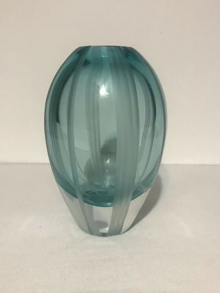 Waterford Evolution Crystal Aqua Blue Cut Egg Vase Glass