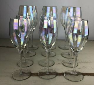 12 Iridescent Clear Crystal Glass Stemware Wine Glasses Cordial Gorgeous Vintage