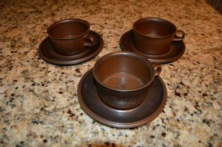 Arabia Of Finland Ruska 3 Cup And Saucers