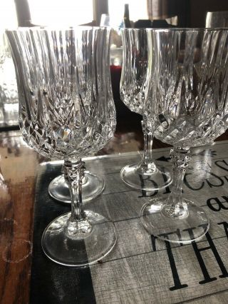 Vintage Beveled Water Wine Goblet Glass Crystal Cut Diamond Stemware