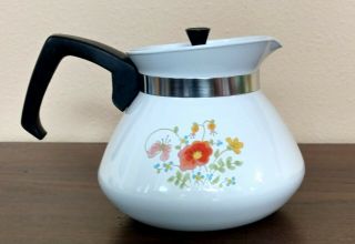 Vintage Corning Ware 6 Cup Wild Flower Tea Pot P - 104