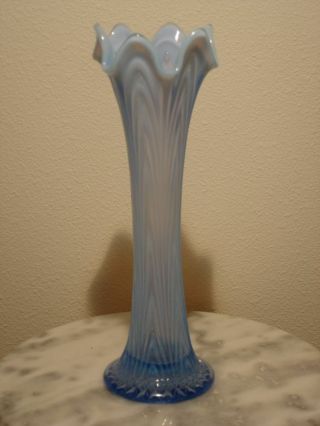 Fenton Blue Opalescent Boggy Bayou Swung Novelty Vase