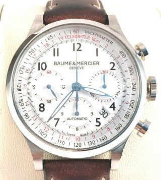 Baume Mercier Capeland Chronograph Automatic Mens Watch Exc.  Cond.  Model 65726