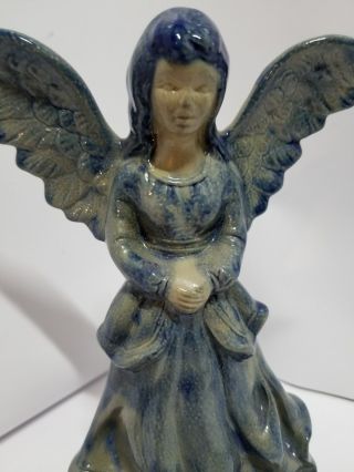 Bbp Beaumont Brothers Pottery Salt Glaze Large Christmas Angel Figurine 1995 Blu