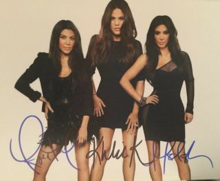 Kardashian Sisters Kim Courtney And Chloehand Signed Autograph Color Photo W/coa