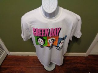 Green Day Tour Uno,  Dos,  Tre White T - Shirt Adult Size Medium