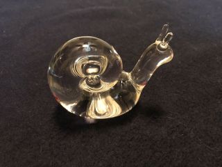 Steuben Signed Art Glass Crystal Snail Paperweight Sculpture