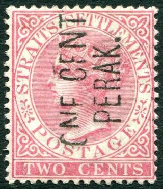 Perak - 1886 1c On 2c Pale Rose Sg 26 Average Mounted V31356