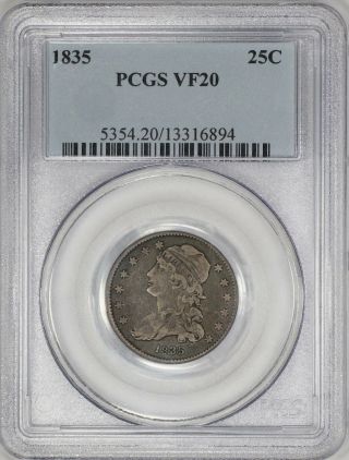 1835 Capped Bust Quarter 25c Ngc Certified Vf 20 Very Fine (894)