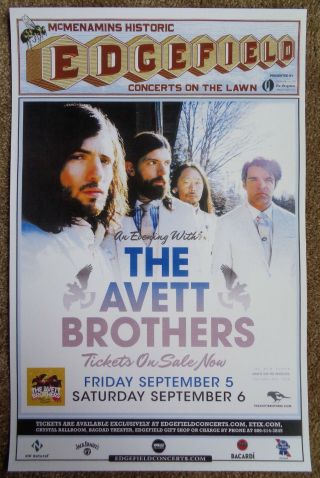 Avett Brothers 2014 Gig Poster Edgefield Portland Oregon Concert