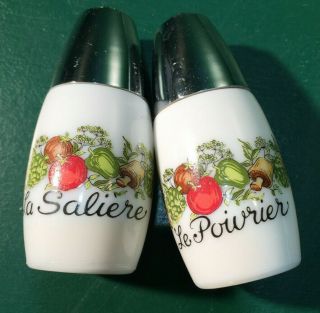 Vintage Corning Ware Spice Of Life Salt Pepper Shakers La Saliere & Le Poivrier