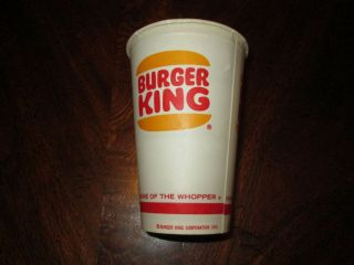 Vintage 1970 Burger King Ice Milk waxed paper Cup & Love Labels - RARE 3