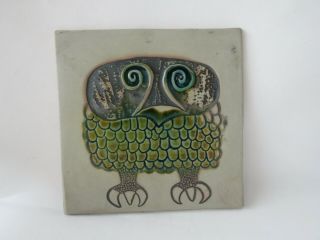 Mid Century David Gil Bennington Potters Vermont Abstract Owl Tile Plaque