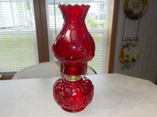 Moon And Star (l.  E.  Smith) Ruby Red Hurricane (oil) Lamp.  Gorgeous