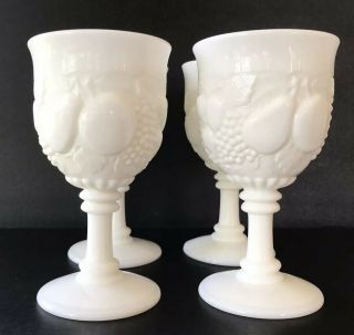Milk Glass Goblets Westmoreland Della Robbia Set Of 4 Water Wine Goblets
