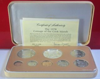 Cook Islands - 1978 8 - Coin Proof Set W Silver Case & Certificate