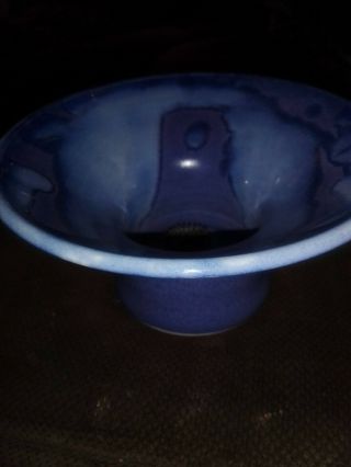 Van Briggle ?art Pottery Purple& Blue Flower Frog Holder & Shallow Bowl 4 By 6
