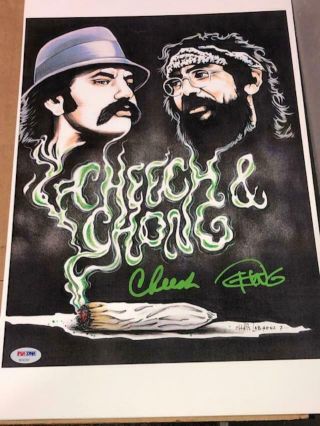 Awesome Cheech & Chong Autographed Signed 11x17 Poster Psa/dna