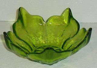 Viking Glass Bowl Lotus Blossom Green Vtg Spiked 5 Petal Stockholm 6.  25 "
