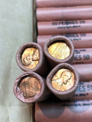 50 Rolls 1963 P Lincoln Penny Federal Reserve Bank Wrapped $25 Face