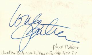 Justine Bateman Actress Mallory In Family Ties Tv Autographed Signed Index Card
