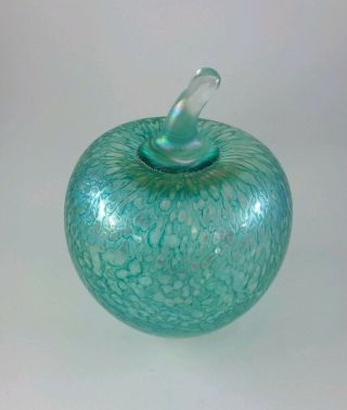 Heron John Ditchfield Iridescent Glass Apple Paperweight