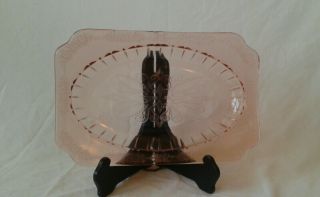 Vtg Pink Depression Glass 11 " Oval Platter In Adam Pink By Jeannette