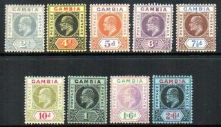 Gambia: 1909 Kevii Vals To 2/6 (9) Ex Sg 74 - 84