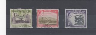 Rhodesia & Nyasaland 1959 - 62 5s,  10s,  £1 Fu Cds