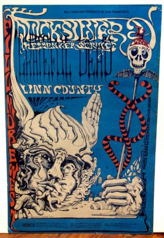 Bill Graham Presents Grateful Dead Poster Fillmore Nov 1968 14x21 Linn Country