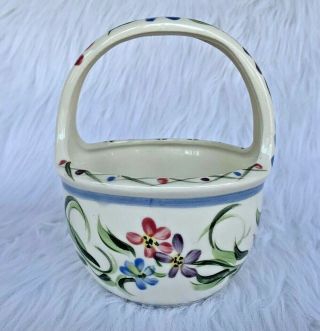 Gail Pittman 2000 Signed Handpainted Porcelain Flowers Bucket Basket House Decor