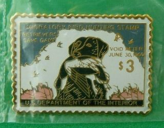 : 1959 Migratory Bird Hunting Stamp Enamel Pin With Dog W/duck - 42