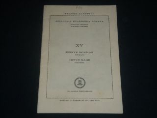 1971 Teatro Olimpico Jessye Norman Concert Program - Filarmonica Romana - J 4237