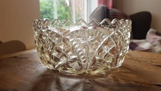 Solid,  Crystal/cut Glass Vintage Fruit Or Trifle/pudding Bowl