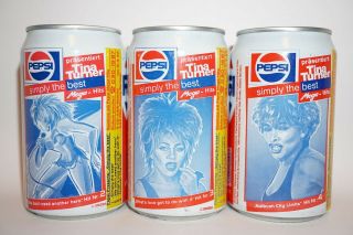 3 Rare Pepsi Cola Soda Cans Germany; Tina Turner 330ml Cans 1991/92