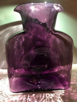 Blenko Purple Amethyst Glass Water Bottle Carafe Double Spout 2007 Htf