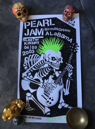 Pearl Jam Poster 4/9/2003 Birmingham,  Al Bjcc Arena W/ Sleater Kinney