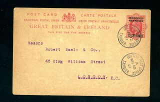 Morocco Agencies Tangier 1907 Postal Stationery To London (n668)