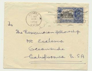 India 1935 3½ Silver Jubilee On Commercial Cover To Usa (see Below)
