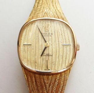 Rolex Cellini 750 18k Yellow Gold Wrist Watch 17 Jewels 23mm Integrated Bracelet
