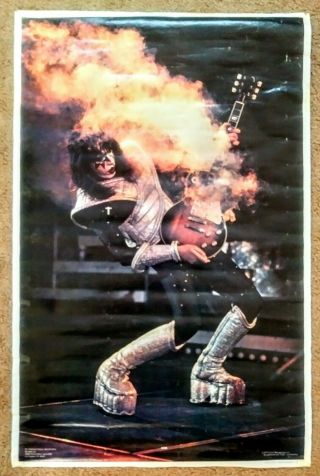 Kiss Vintage Poster Ace Frehley " Smoking Guitar " 1977 Poster