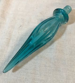 Vtg Blue Mid Century Modern Glass Genie Bottle Stopper Only Tlc