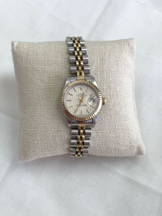 Rolex Ladies Oyster Perpetual Date Just 18k Gold/ss