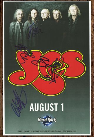 Yes Autographed Gig Poster Steve Howe,  Alan White,  Billy Sherwood,  Jon Davison