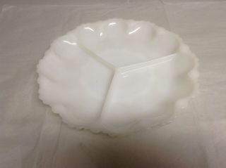 Vintage White Milk Glass Divided Serving Dish Or Candy Dish