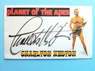 " Planet Of The Apes " Charlton Heston " Taylor " Autographed 3x5 Index Card